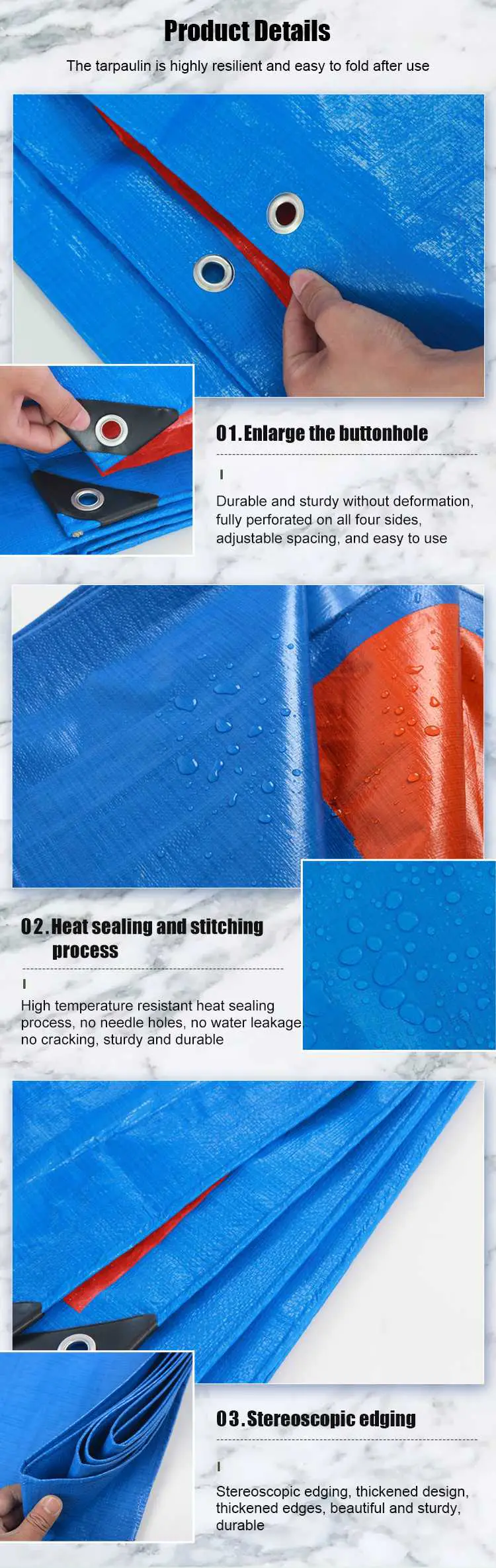 160g Blue PE Tarpaulin Roll
